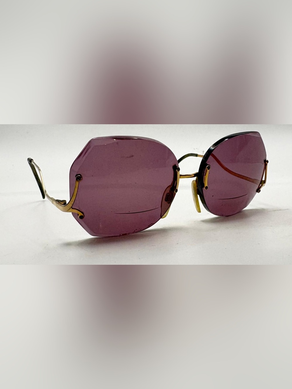 Vintage Luxottica Gold Oval Rimless Sunglasses Frames Only